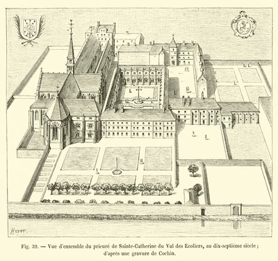 General View of the Priory of Sainte-Catherine du Val des Ecoliers, in the Seventeenth Century; after an Engraving by Cochin by French School