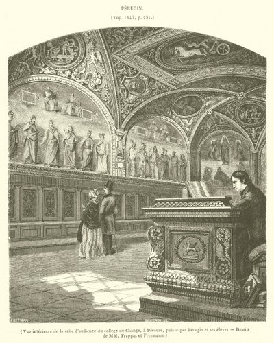 Interior View of the Audience Hall of the College of Change in Perugia (engraving) by French School