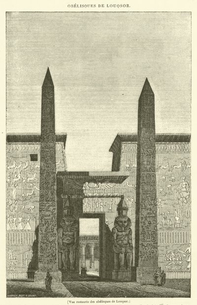 Restored view of the obelisks of Luxor by French School