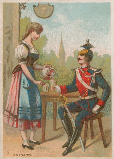 Waitress Pouring a Drink for a Soldier, Germany by French School
