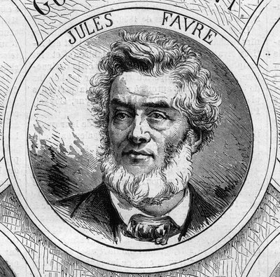 War of 1870 - Government of the National Defense: portrait of Jules Favre (1809-1880), member of the provisional government of 1870. Engraving in 