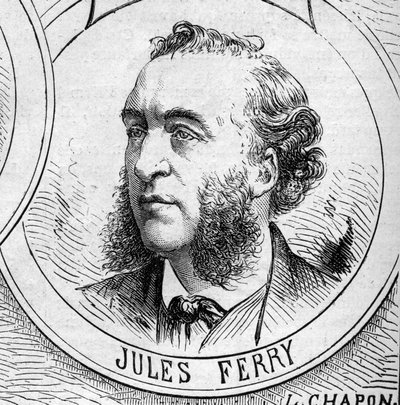 War of 1870 - Government of the National Defense: portrait of Jules Ferry, member of the provisional government of 1870. Engraving in Le Monde Illustré n°706 of October 22 by French School