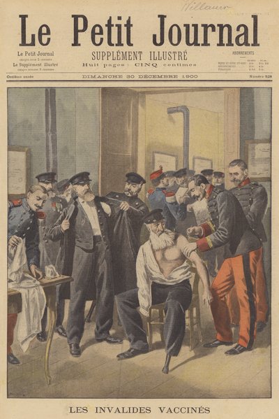 War veterans receiving smallpox vaccinations by French School