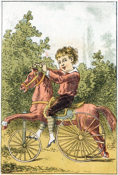 When playing the horse we say U U U U U U U U DA DA - in “Alphabet des petits savants”, late 19th century (chromolithograph) by French School