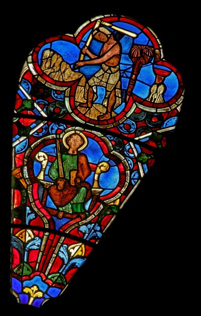 Window depicting an Apostle and the Labours of the Months: August by French School