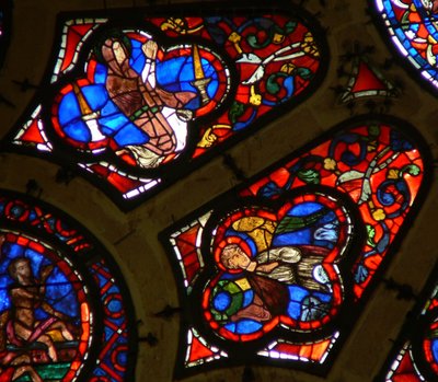 Window depicting an Apostle? and an angel by French School