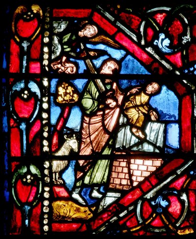 Window depicting Abraham about to sacrifice Isaac by French School
