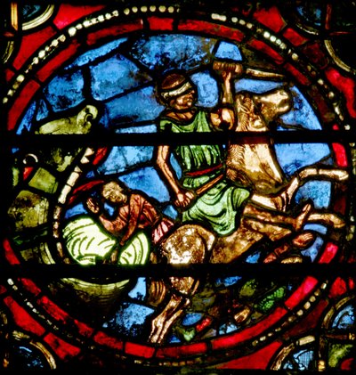 Window depicting Jonah being swallowed by the whale by French School