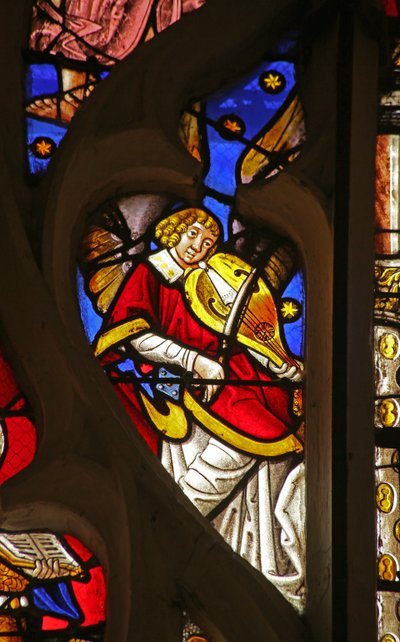 Window depicting Musical Angel with Viol by French School