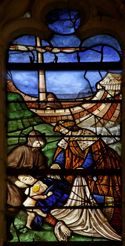 Window depicting Saint Mary Magdalene: Countess of Provence dying on pilgrimage to the Holy Land by French School
