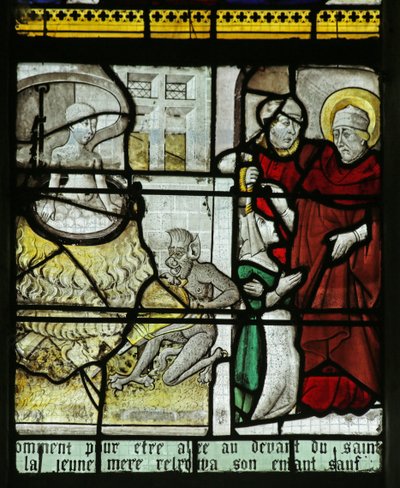 Window depicting St Nicholas saving a child from being boiled alive by French School
