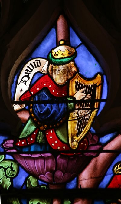 Window depicting Tree of Jesse: David with Harp by French School