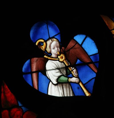 Window depicting a Musical Angel by French School