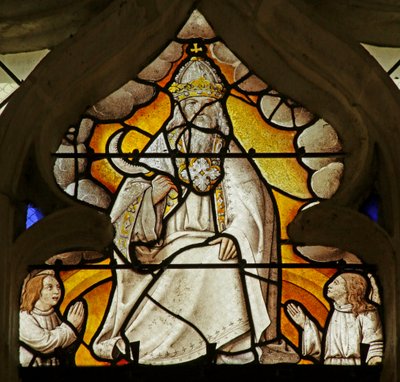Window Depicting a Scene from the Book of Revelation: God with Sickle by French School