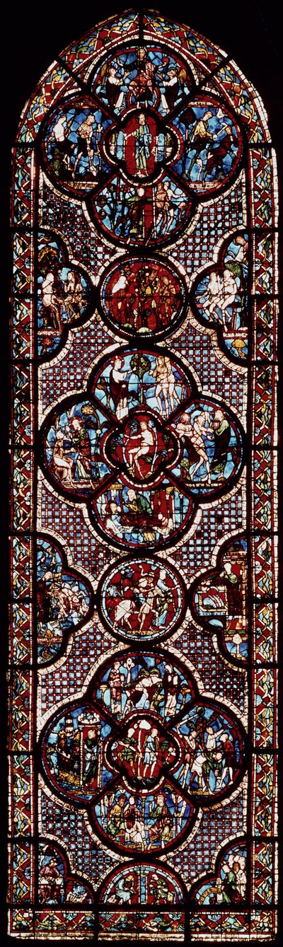 Window depicting the Parable of the Good Samaritan by French School