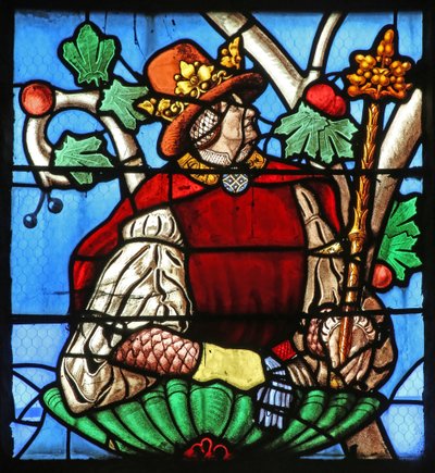 Window depicting the Tree of Jesse (mostly modern) by French School
