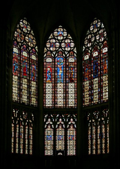 Window depicting the east end clerestory with band windows by French School