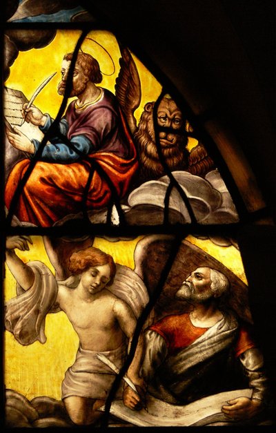 Window in the Charnier Depicting a Detail from the Miracle of the Host: St. Mark and St. Matthew by French School