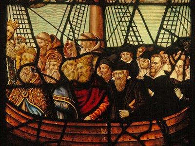 Window in the Charnier Depicting the Ark of the Church and Christ with a Boatful of the Faithful by French School