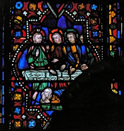 Window n1 depicting Mary Magdalene washes Christ