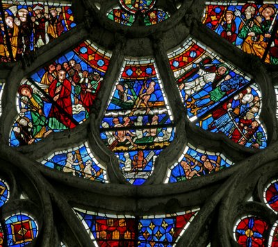 Window depicting scenes from the Last Judgement by French School