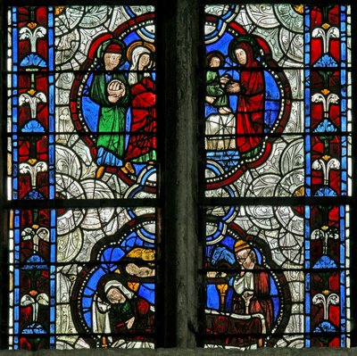 Window depicting the Nativity and the Presentation in the Temple by French School