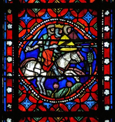 Window s1-R depicting a scene from St Bonnet