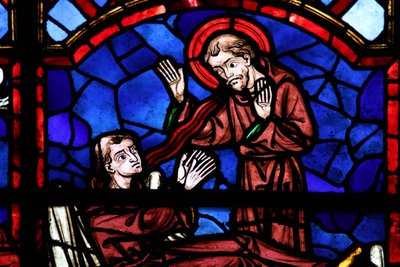 Window depicting a sainted monk appears to St Martin by French School