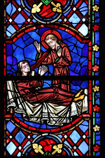 Window depicting a sainted monk appears to St Martin by French School