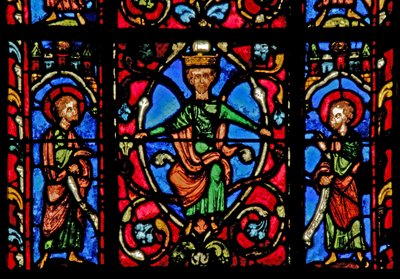 King and Two Prophets on the Tree of Jesse (Window W0) by French School