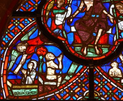 Window depicting a scene from the Last Judgement: souls resurrecting by French School
