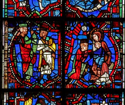 Window w100b depicting the Adoration of the Magi by French School