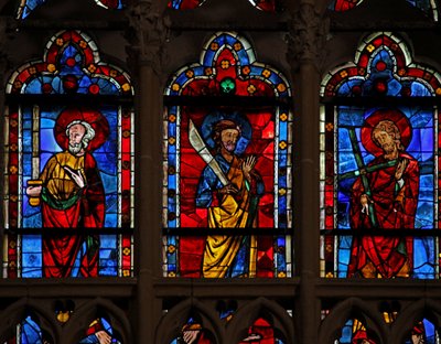 Window depicting St Matthias, St Bartholomew and St Andrew by French School