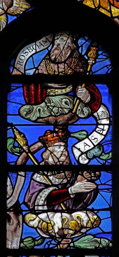 Window depicting King Asa and King Rosboam on the Tree of Jesse by French School