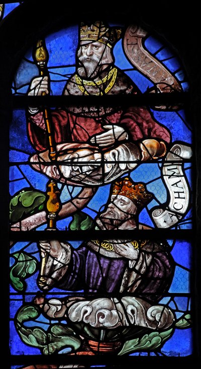 Window depicting King Manasses and King Acham on the Tree of Jesse by French School