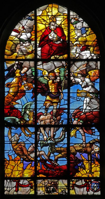 Window depicting St Michael and the rebel angels by French School