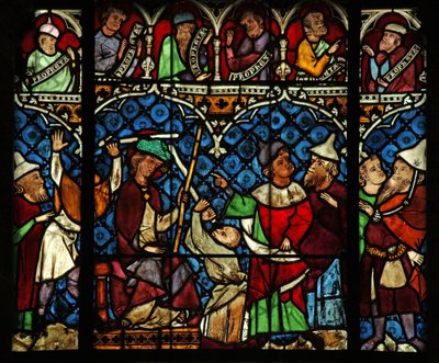 Window w12 depicting the Mocking and Crowning with Thorns by French School