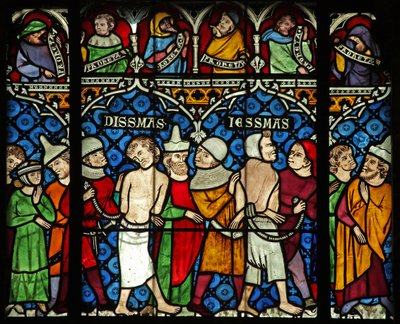 Window w12 depicting two thieves are selected to be crucified with Jesus by French School