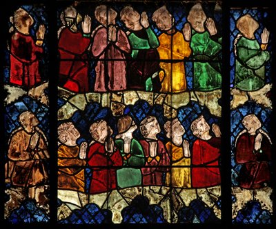Window w16 depicting a scene from the Last Judgement: the Elect by French School