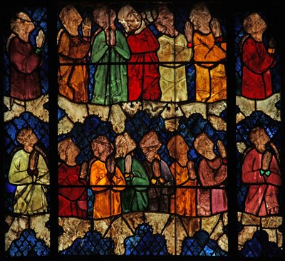 Window w16 depicting a scene from the Last Judgement: the Elect by French School