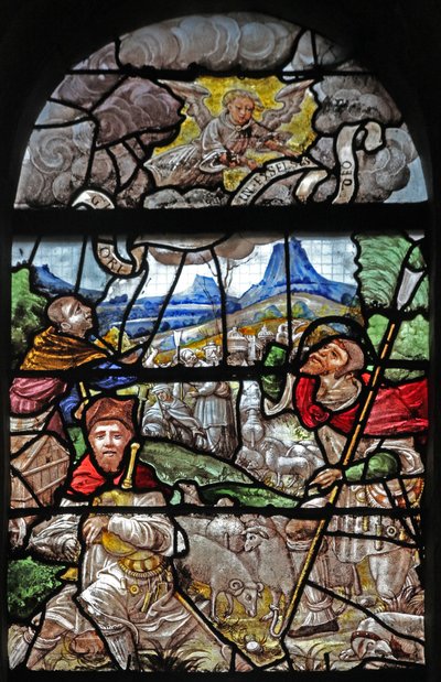 Window depicting the Annunciation to the Shepherds by French School