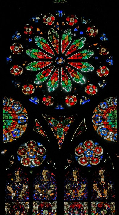 Window w18 depicting a rose with naturalistic design by French School