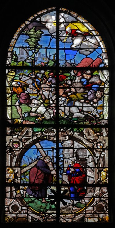 Window depicting the Conversion of St Paul: Quo Vadis: St Peter meets Christ outside Rome by French School
