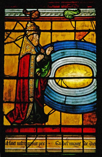 Window depicting God creating the waters around the earth by French School