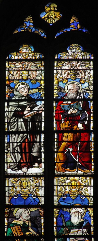 Window depicting St Thibault and St Jerome by French School