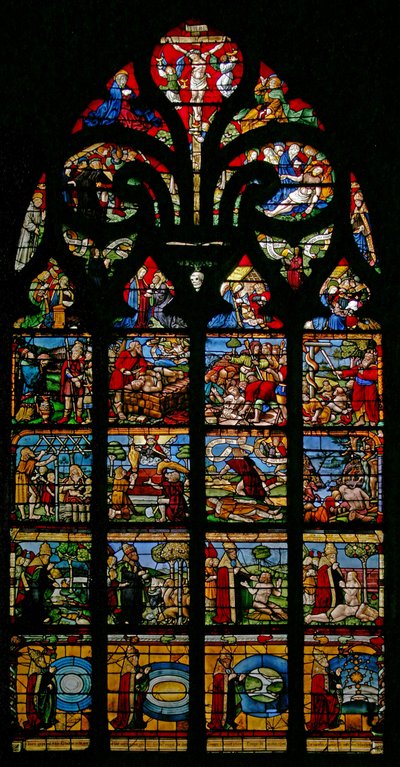 Window depicting the Creation, Genesis, and the Redemption by French School