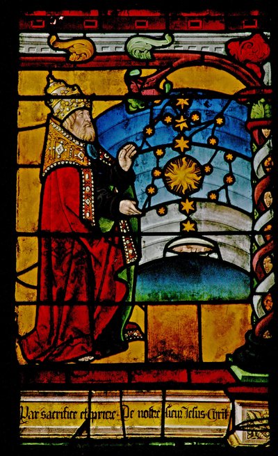 Window depicting the Creation of the sun, moon, and stars by French School
