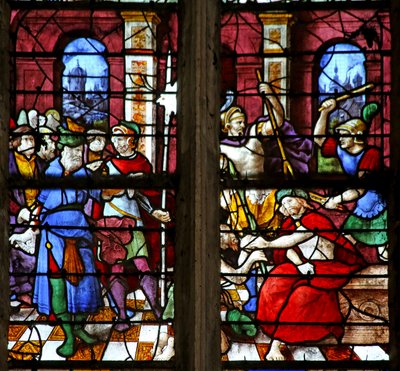 Window depicting the Crowning with Thorns and Mocking by French School