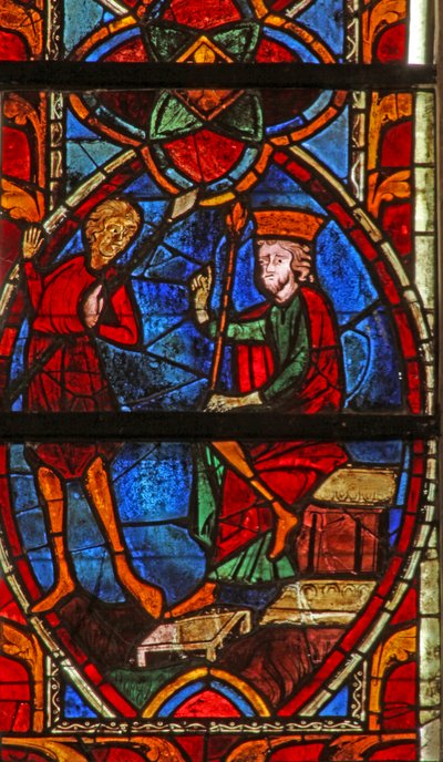 Window depicting St Maurice before Emperor Diocletian by French School