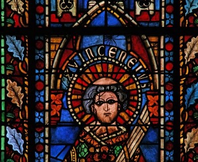Window w201 depicting St Vincent by French School